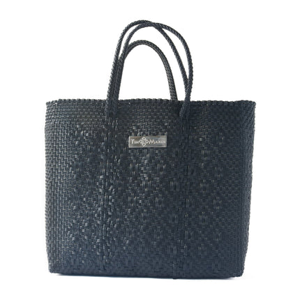 All Black Large Woven Crossbody Bag