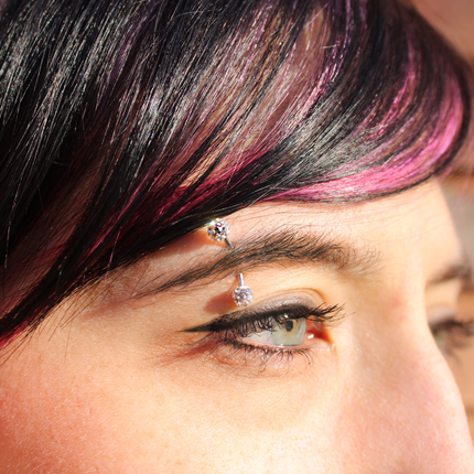 Crystal Clear Ferido Ball Eyebrow Ring Created with Crystals