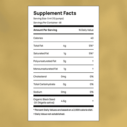 High Potency Cold-Pressed Organic Black Seed Oil with 3% Thymoquinone