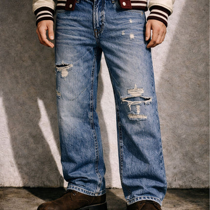 INDIGO DISTRESSED BOOTCUT DENIM