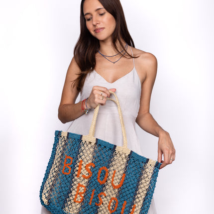 Bisou Bisou Woven Jute Tote