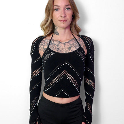 Black Halter Bolero Set