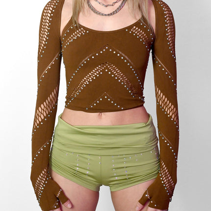 Brown Halter Bolero Set