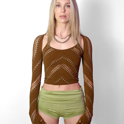 Brown Halter Bolero Set