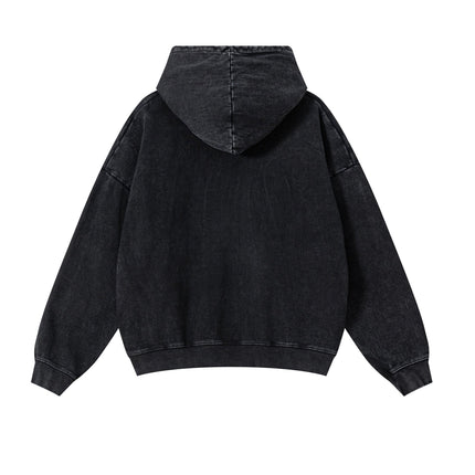 NOIR VINTAGE WASH ZIP HOODIE