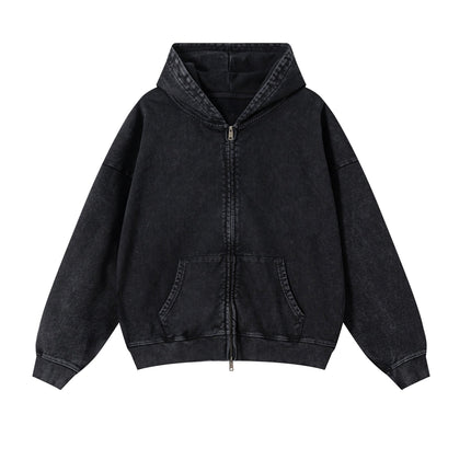 NOIR VINTAGE WASH ZIP HOODIE