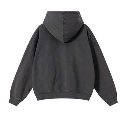 GREY VINTAGE WASH ZIP HOODIE