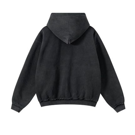 NOIR DISTRESSED ZIP HOODIE