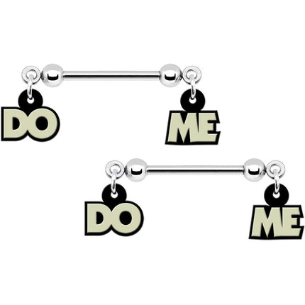 14G 5/8 Glow in the Dark Do Me Nipple Ring Set