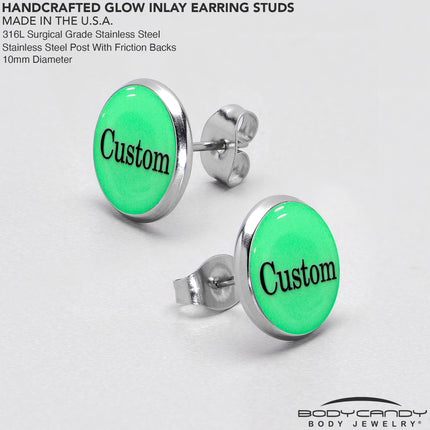 Custom Personalized Glow in the Dark Stud Earrings
