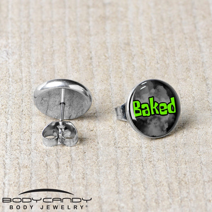 Logo Baked Stoner Stud Earrings by Onyx O