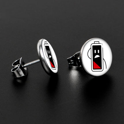 Battery Empty Stud Earrings by Onyx O