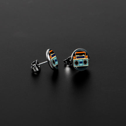 Retro Boombox Stud Earrings by Onyx O