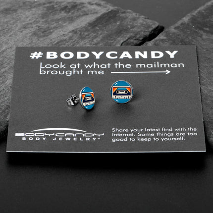 Retro Cassette Tape Stud Earrings by Onyx O