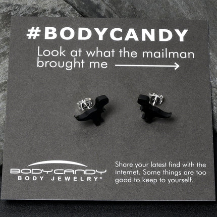 Black Acrylic Tyrannosaurus Rex Dinosaur Stud Earrings