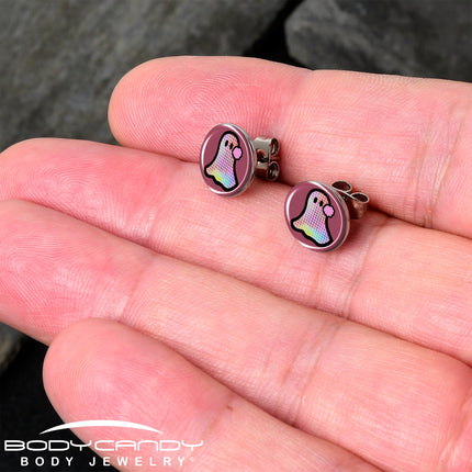 Disco Spirit Ghost Stud Earrings by Onyx O