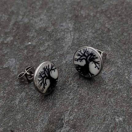 Stainless Steel Tree of Life Glow in the Dark Stud Earrings by Onyx O
