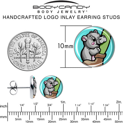 Cute Biting Baby Hippo Stud Earrings