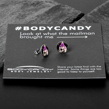 Burning Skull Candle Stud Earrings by Onyx O