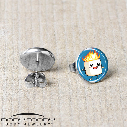Burning Marshmallow Stud Earrings by Onyx O