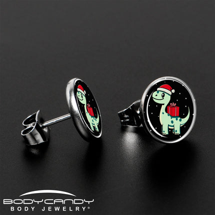 Christmas Holiday Dinosaur Stud Earrings by Onyx O