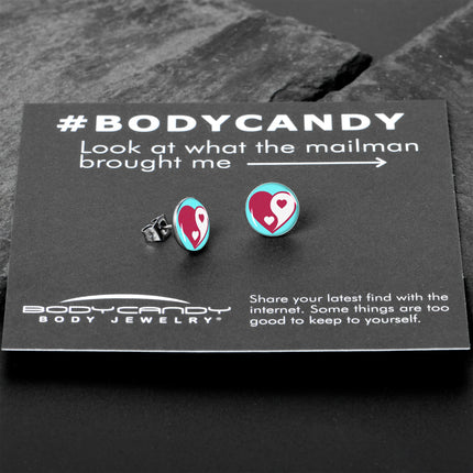 Love Yin Yang Heart Stud Earrings by Onyx O