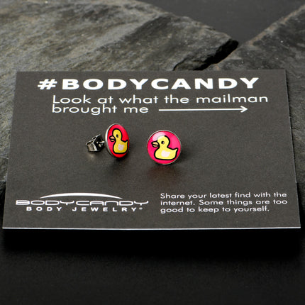 Yellow Ducky Stud Earrings by Onyx O
