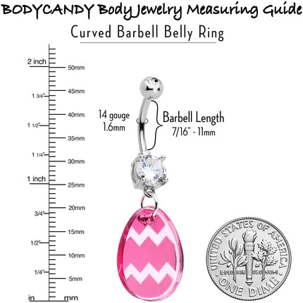 Clear Gem Pink Easter Decorated Egg Dangle Belly Ring
