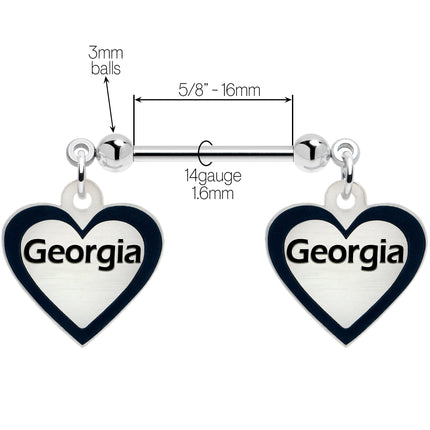 Custom Heart Glow in the Dark Double Personalized Name Dangle Nipple Ring Set