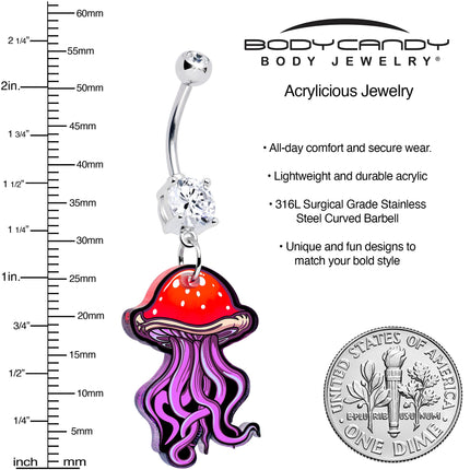 Double Gem Mushroom Jellyfish Dangle Belly Ring by Onyx O