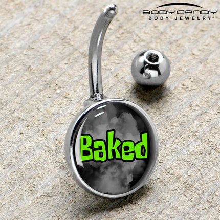 Logo Baked Stoner Belly Ring by Onyx O
