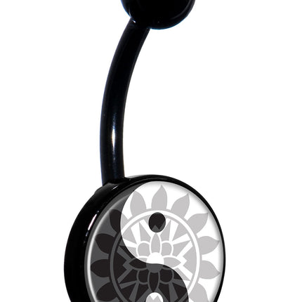 Mandala Yin Yang Black Belly Ring