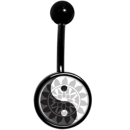 Mandala Yin Yang Black Belly Ring