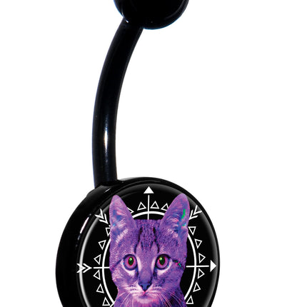 Boho Fuchsia Kitty Cat Black Belly Ring