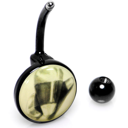 Black Titanium Classic Candy Corn Glow in the Dark Belly Ring