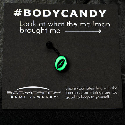 Black Glow in the Dark Lipstick Kiss Mark Belly Ring by Onyx O