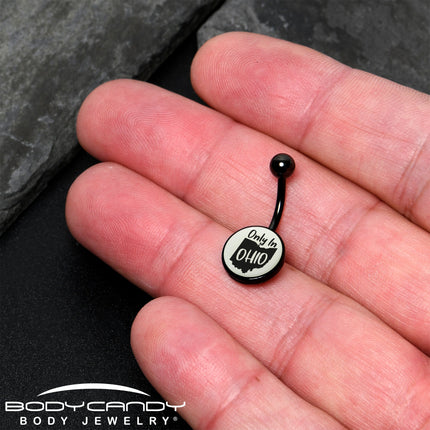 Glow in the Dark Black Only in Ohio Belly Ring by Onyx O
