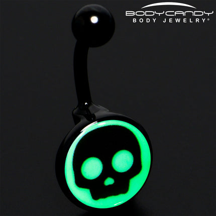 Glow in the Dark Simple Skull Belly Ring by Onyx O