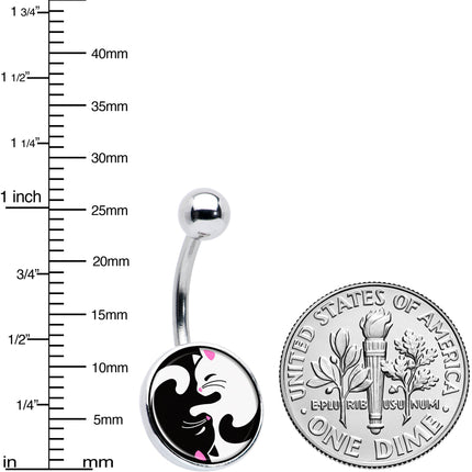 Cute Kitty Cat Yin Yang Belly Ring by Onyx O