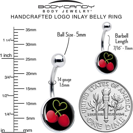 Cherry Heart Belly Ring by Onyx O