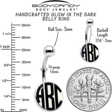 Custom Glow in the Dark Logo Personalized Initial Belly Ring