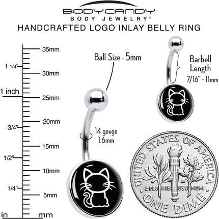 Black and White Kitty Cat Belly Ring by Onyx O