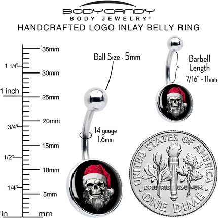 Holiday Skeleton Santa Claus Belly Ring by Onyx O