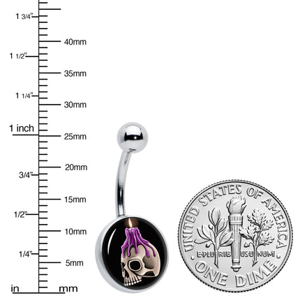 Burning Skull Candle Belly Ring by Onyx O