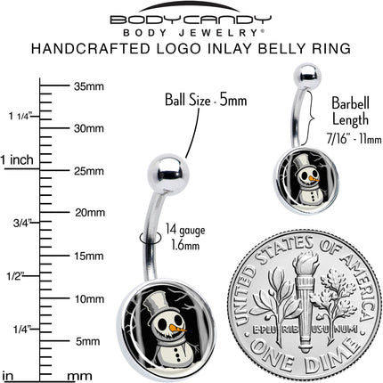 Christmas Holiday Spooky Snowman Belly Ring by Onyx O