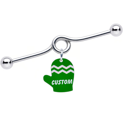 Custom Holiday Mitten Personalized Industrial Barbell