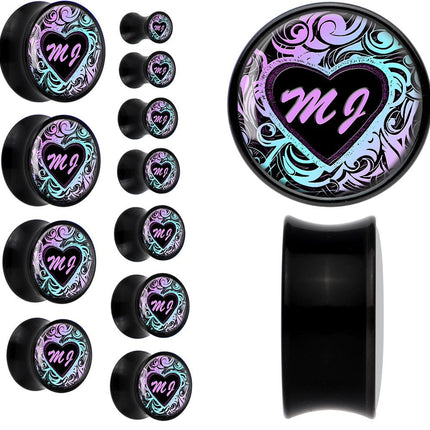 Custom Tribal Initial Acrylic Personalized Saddle Plug - buy 2 for a pair