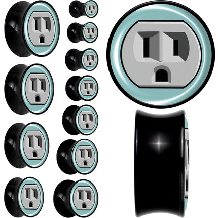 0G Frowning Plug OutletBlack Acrylic Saddle Plug Set by Onyx O