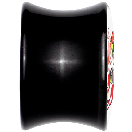 Stawberry Cow Black Acrylic Saddle Plug Set 8mm to 20mm by Onyx O