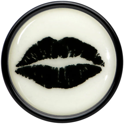 Black Acrylic Lipstick Kiss Glow in Dark Double Flare Plug Set by Onyx O
